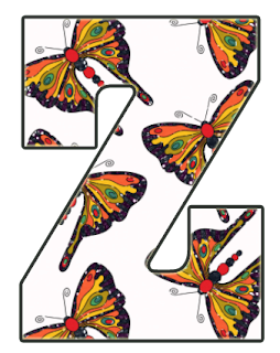 Abecedario con Fondo de Mariposas. Alphabet with Butterfly Background.