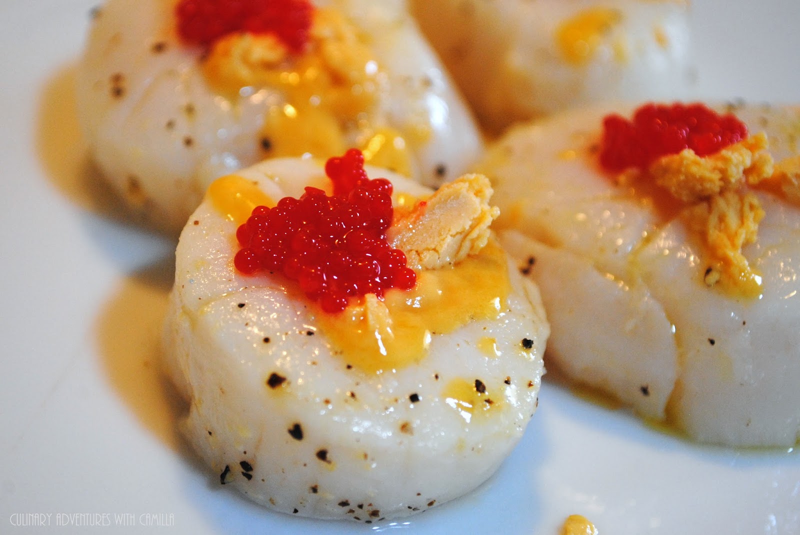 PanFried Scallops with Uni Butter and Caviar for FishFridayFoodies