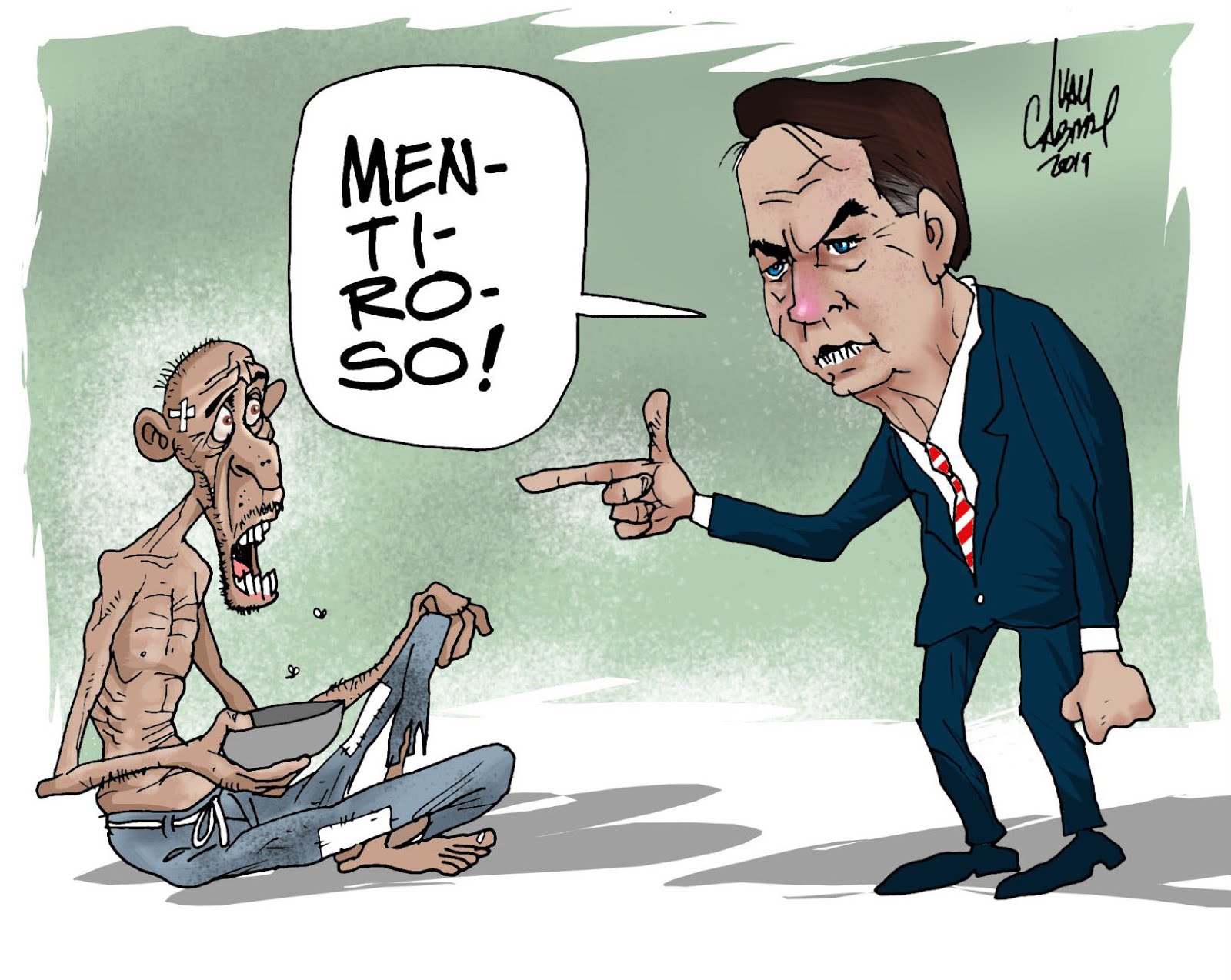 Sorriso Pensante-Ivan Cabral - charges e cartuns: Charge: Faminto men-ti-ro-so