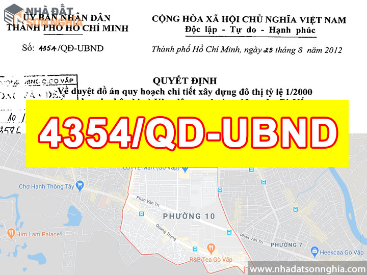 Quyết định số 4354/QĐ-UBND quy hoạch khu dân cư tỉ 1/2000 phường 10 quận Gò Vấp