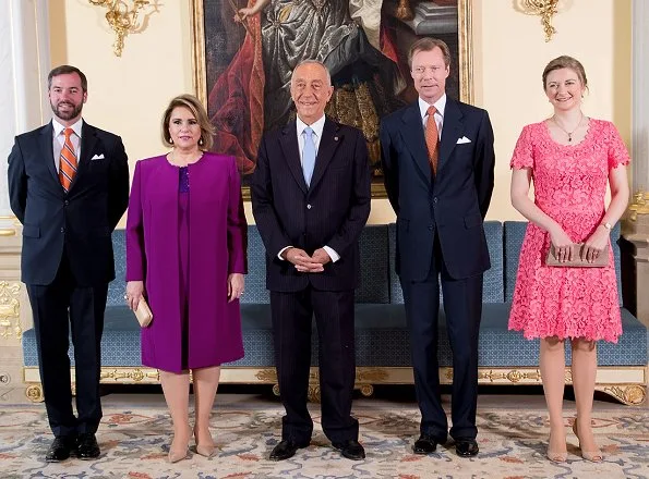 Duke Henri, Duchess Maria Teresa, Prince Guillaume and Princess Stephanie welcomed President Marcelo Rebelo de Sousa at Grand Ducal Palace