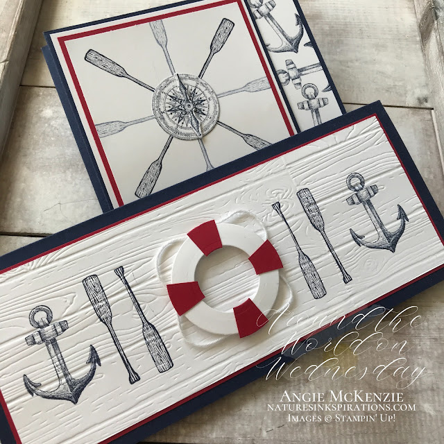 By Angie McKenzie for Around the World on Wednesday Blog Hop; Click READ or VISIT to go to my blog for details! Featuring the Sail Away, By the Dock and A Good Man Stamp Sets from the 2020-2021 Annual Catalog; #stampinup #createyourownbackgrounds #smoothsailingdies #sailinghomestampset #bythedockstampset #agoodmanstampset #naturesinkspirations #coloringwithblends #handmadecards #20202021annualcatalog #stampinupinks #cardtechniques #stampingtechniques #awowbloghop #aroundtheworldonwednesdaybloghop #birthdaycards #giftcardholders #funfolds