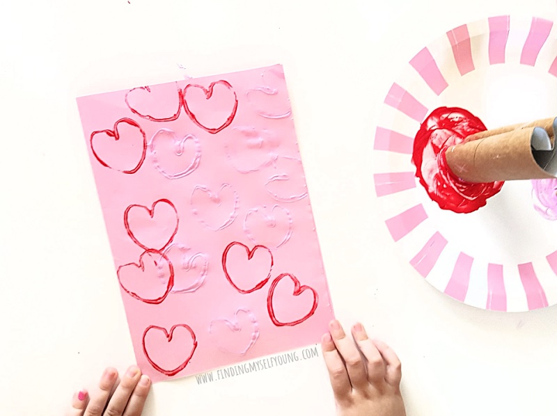 DIY Toilet Paper Roll Heart Stamp Painting
