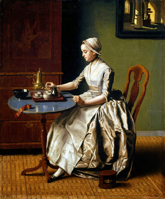 Ж. Э. Лиотар. «Дама с шоколадом» —  другая картина художника на близкий сюжет.  Национальная галерея, Лондон