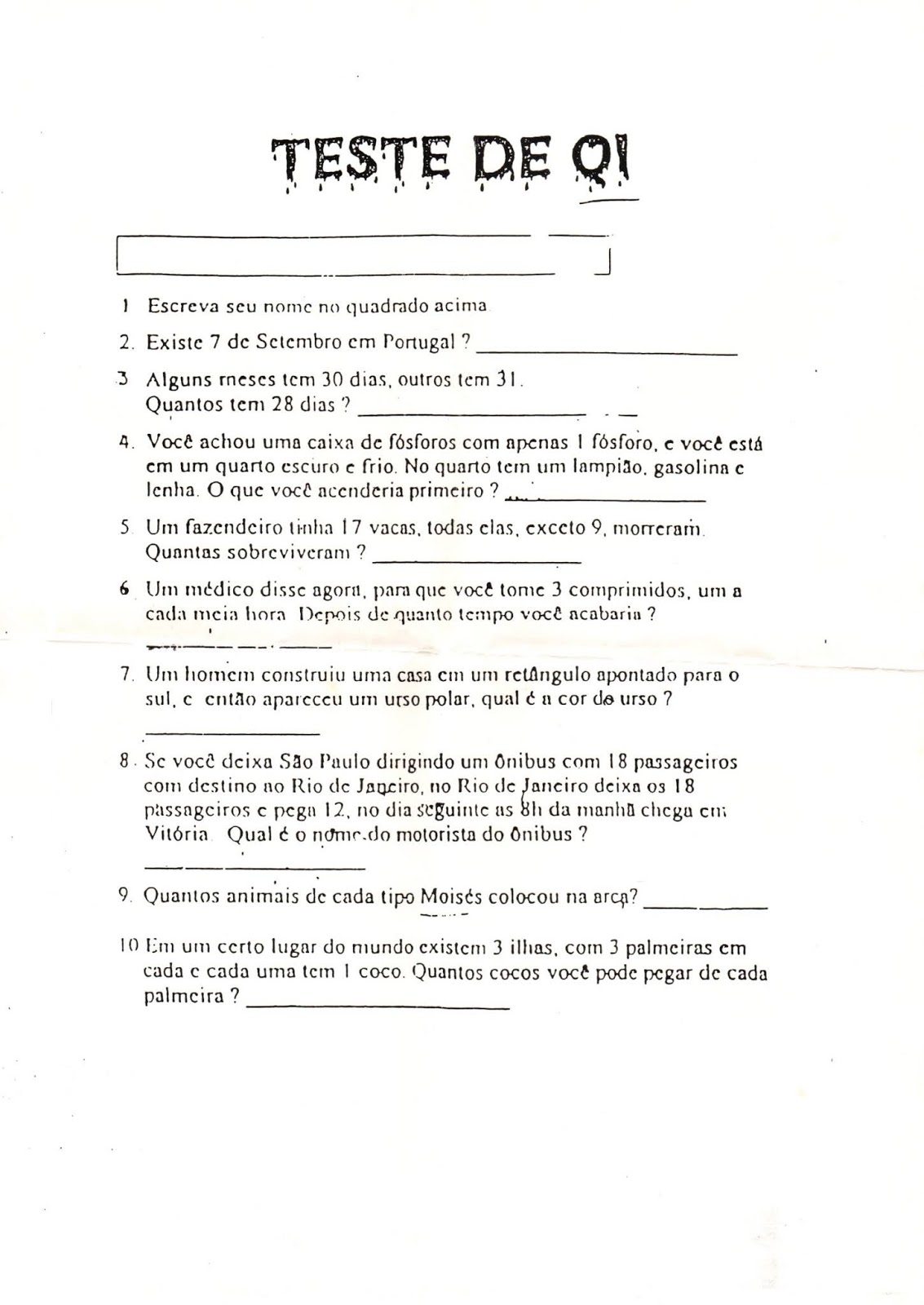 Ciências e Educação Teste de QI