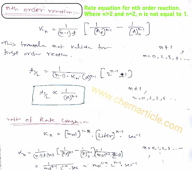 Chemical rate law second order and nth order reaction Chem