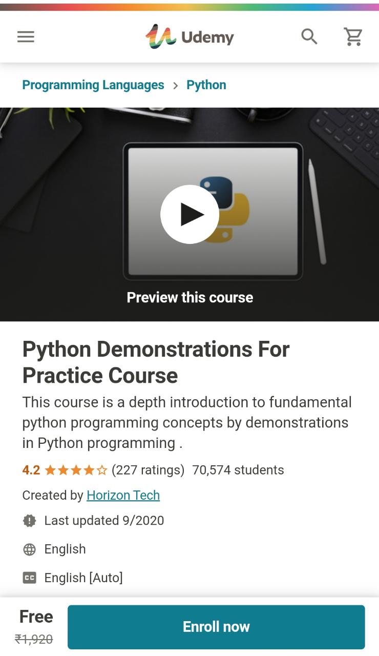 Python Demonstrations For Practice Course | Udemy Free Online Course ...