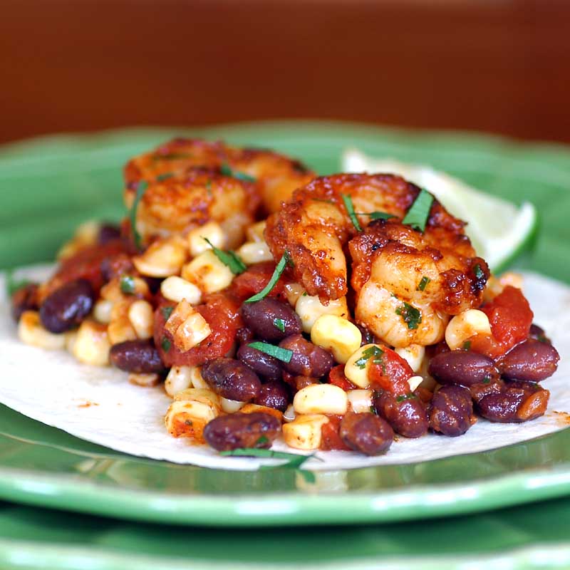 Savoring Time in the Kitchen Spicy Shrimp, Black Beans and Corn