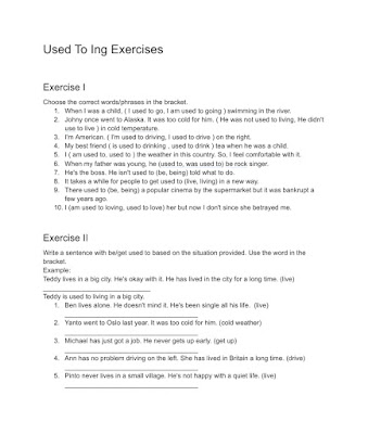 Used To Ing Exercises