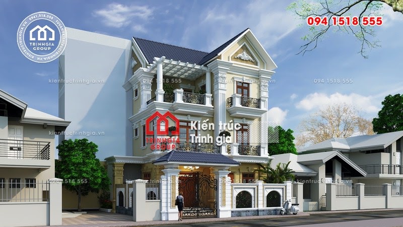Biệt thự 3 tầng đẹp mái thái tân cổ điển nhẹ nhàng ở Hà Nội - Mã số BT2630 - Ảnh 1