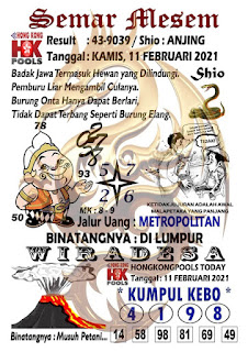 Syair Hongkong 11 February 2021 Kodal Mimpi
