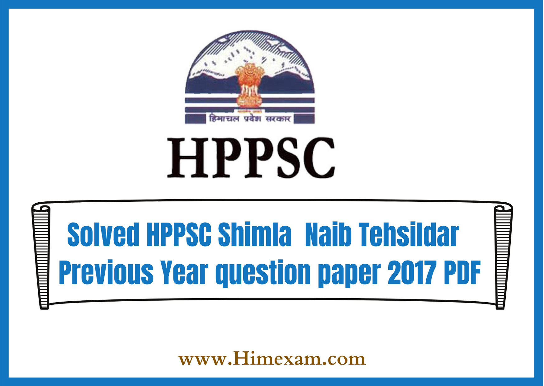 HPPSC Shimla  Naib Tehsildar  Previous Year question paper 2017 PDF