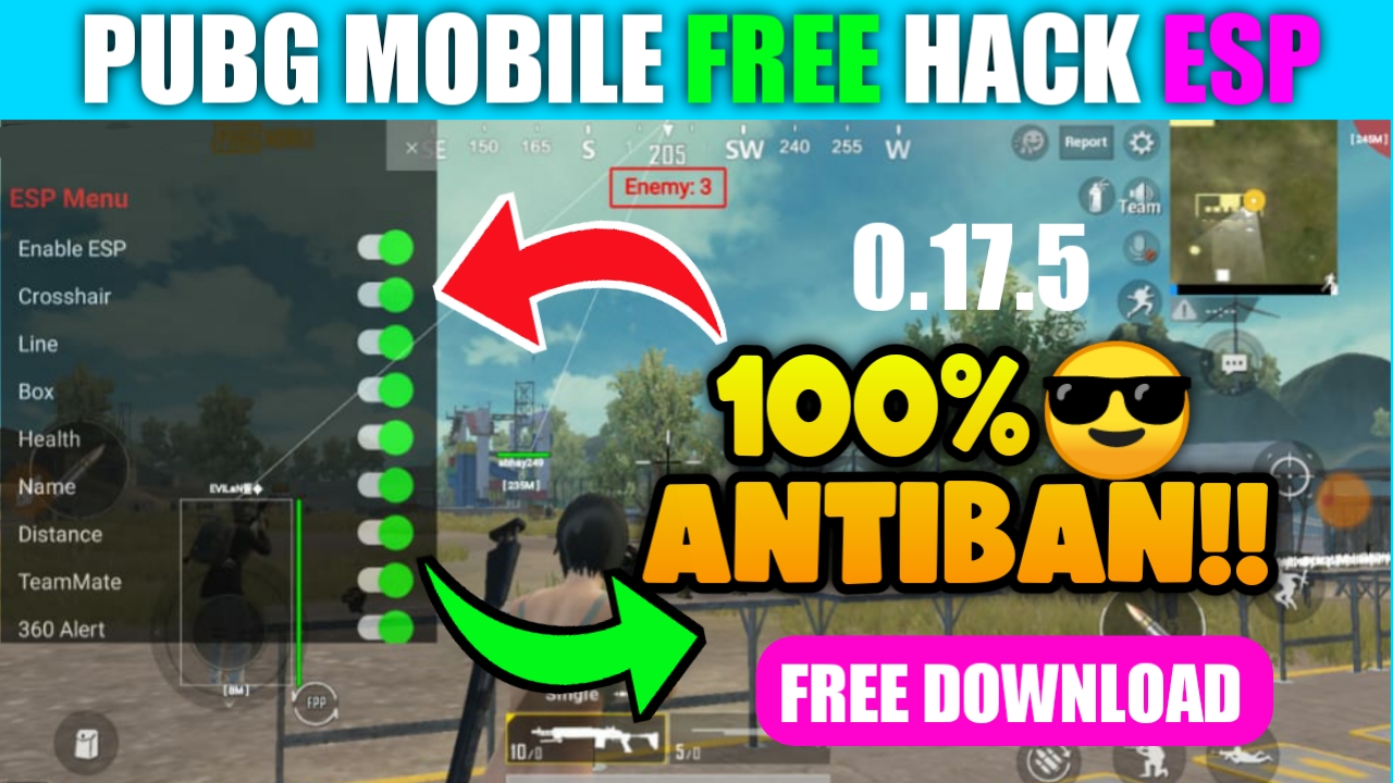 Pubg Mobile VIP Mod Menu Injector v0.17.5 (ESP,Aimbot,Flash,Colours
