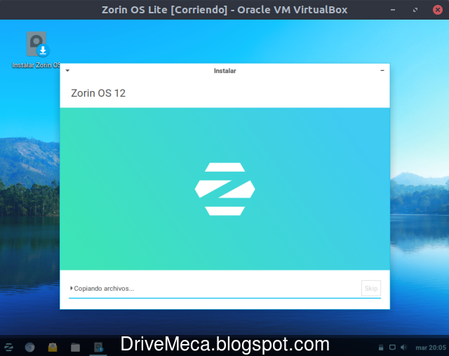 Comienza la instalacion de Zorin OS Lite