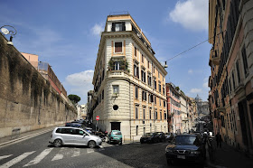 The Via Panisperna (right) looking towards the Basilica di Santa Maria Maggiore from the junction with Via Cesare Balbo