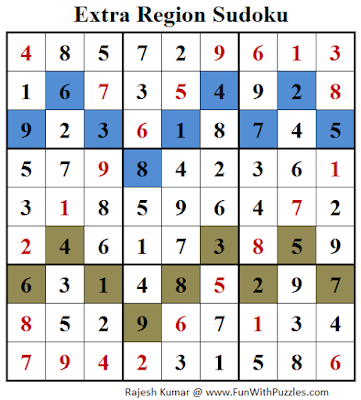 Answer of Extra Region Sudoku (Fun With Sudoku #130)