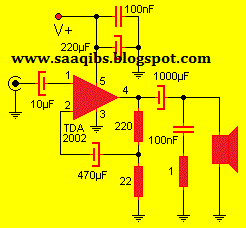 Simple 8W Audio Amplifier Circuit Diagram with TDA2002
