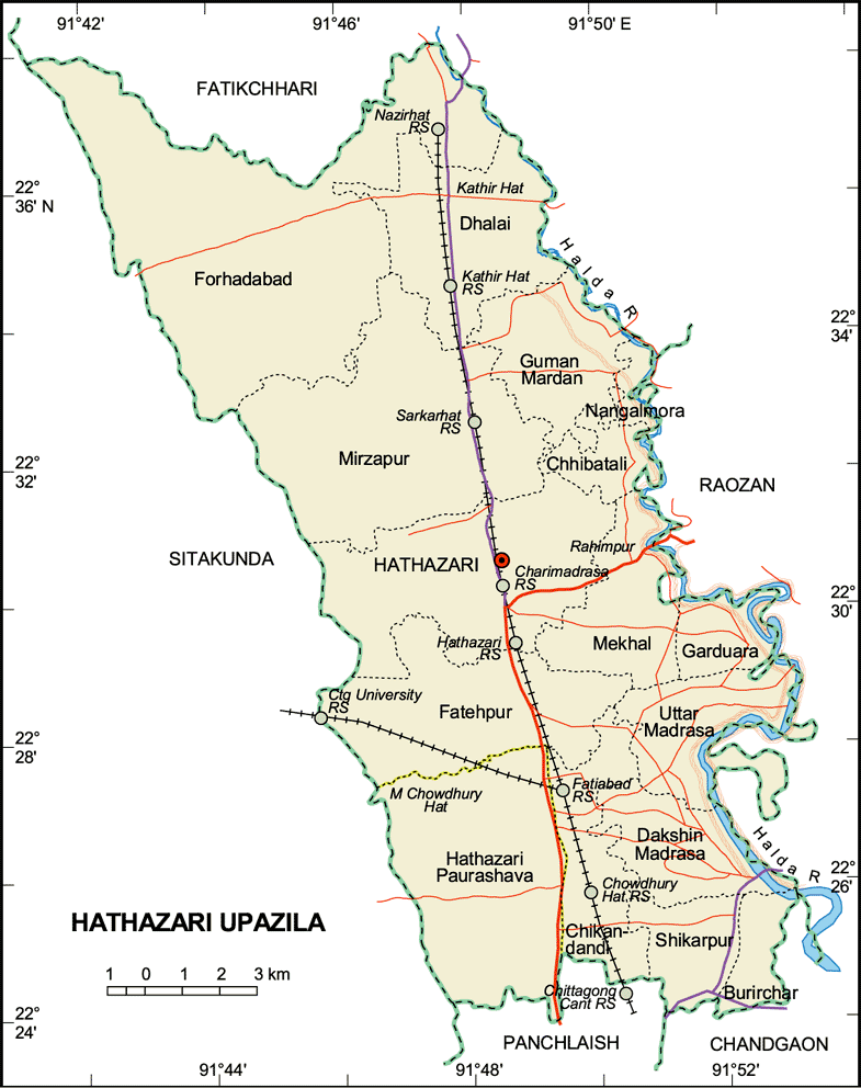 Hathazari Upazila Map Chittagong District Bangladesh