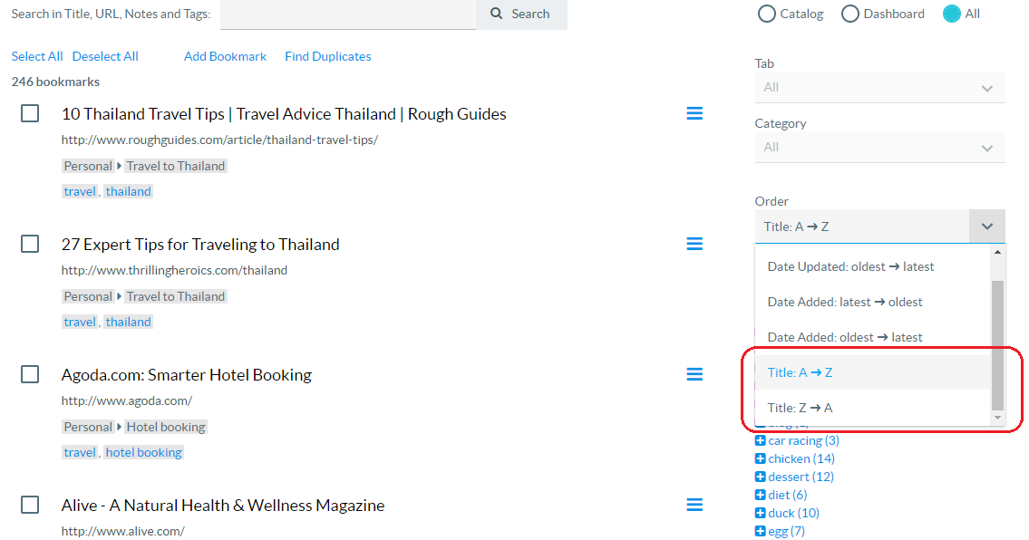 Bookmark Ninja Improvement Sorting By Title On The My Bookmarks Page