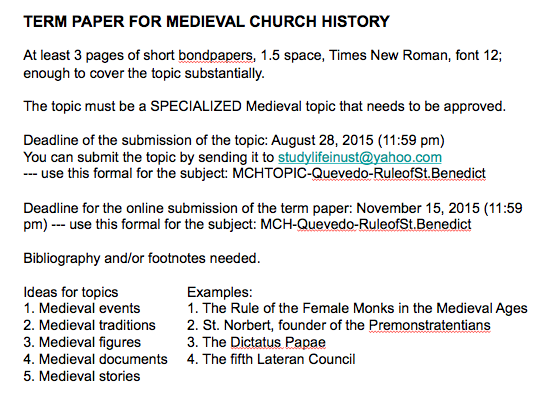 Church history term papers