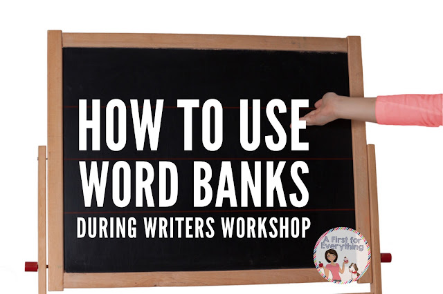 How to use word banks during writer's workshop is a blog post explains how you can effectively use word banks collaboratively with your kindergartners, first & second graders. Great for ELL students & struggling writers. Students and teacher generate word ideas to write in the bank and record the words on anchor charts or display on SMARTboard or interactive whiteboard. Can be used with all genres of writing (such as opinion, narrative & informative) {K, 1st, 2nd grade, homeschool}