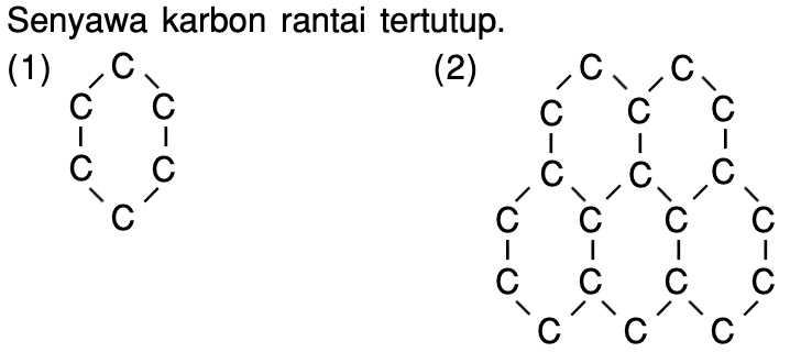 Gambarkan contoh senyawa karbon rantai terbuka dan rantai lurus