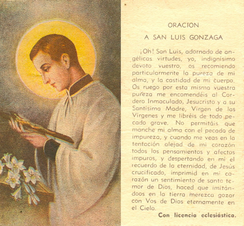 ® Santoral Católico ®: ORACIONES A SAN LUIS GONZAGA