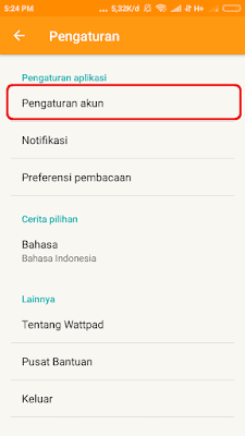 pilih pengaturan akun