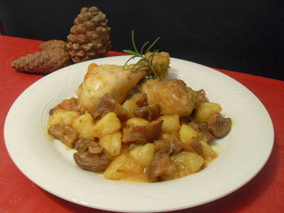 Pollo guisado con níscalos