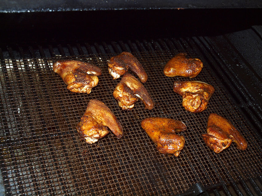 Pellet Smoker Cooking Smoked Wings and Sides