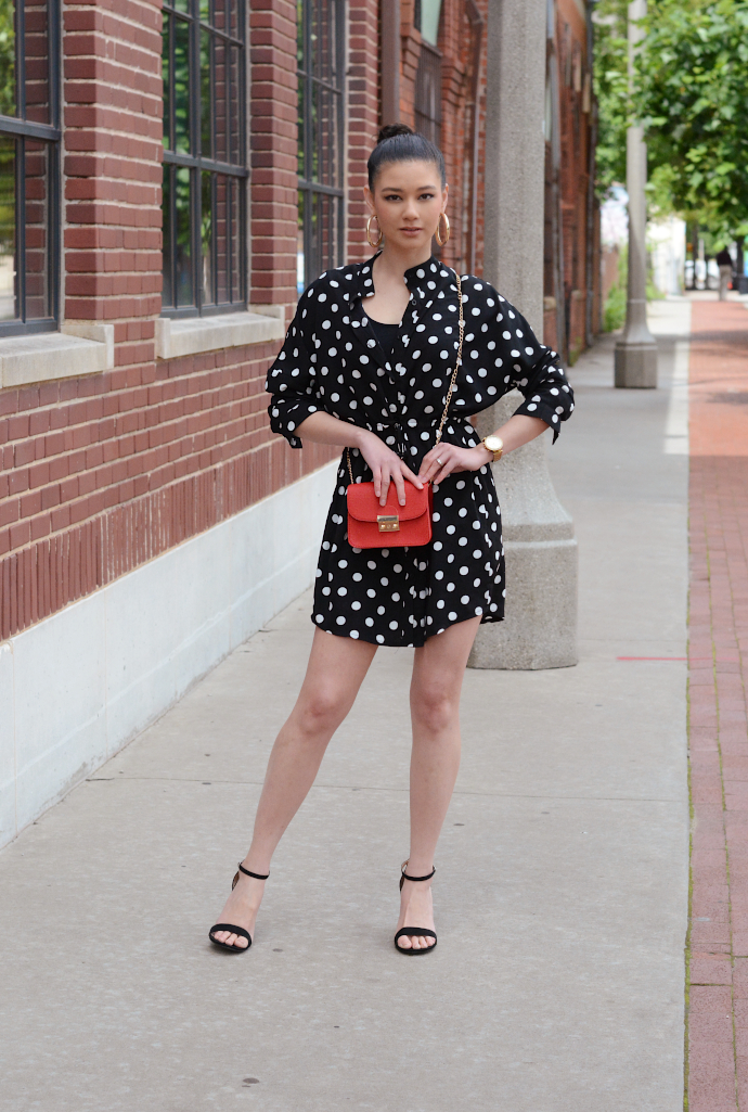 red polka dot dress outfit