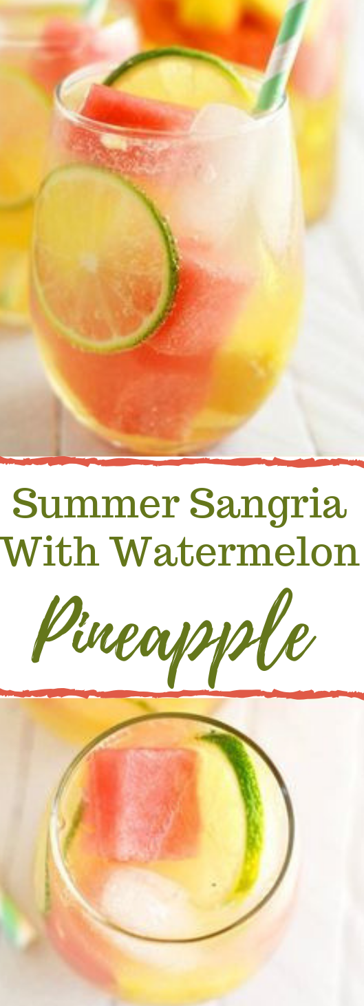 Summer Sangria with Watermelon and Pineapple #sangria #cocktail #recipes #drink #healthy