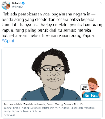 Beberapa Tweet Penolakan Rasialisme kepada Papua