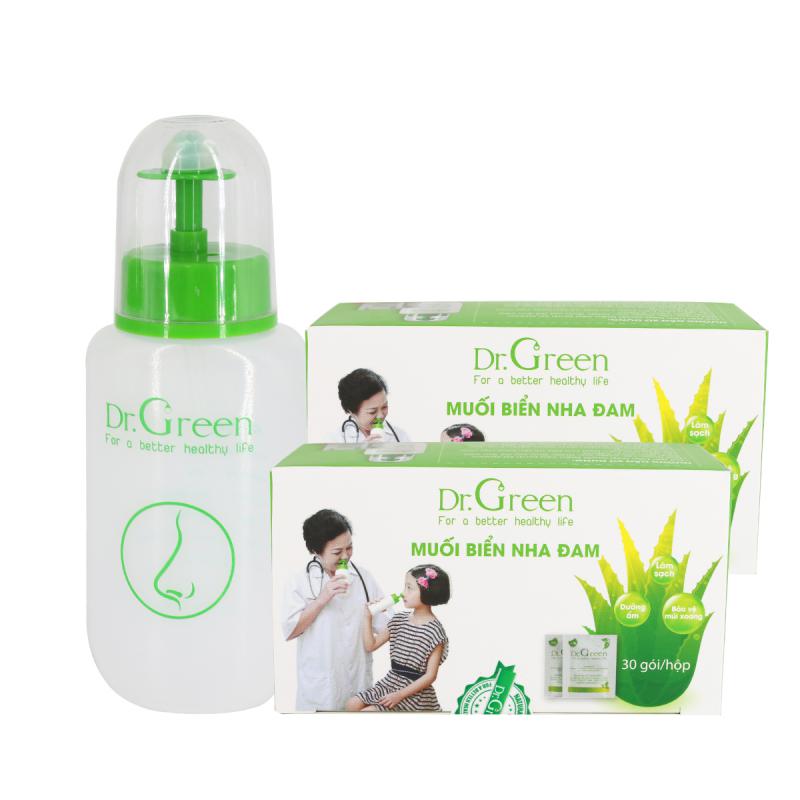 Bình rửa mũi Dr.Green (Combo trải nghiệm 01 bình + 60 gói muối nha đam)