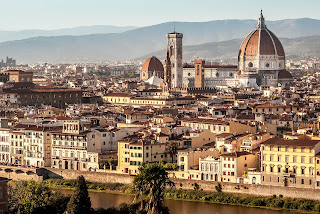 Florence's magnificent Duomo towers above the skyline of Della Robbia's city