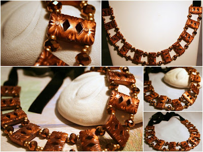 Victorian October Evening: vintage brown beads, Czech crystals, velvet ribbon :: All Pretty Things