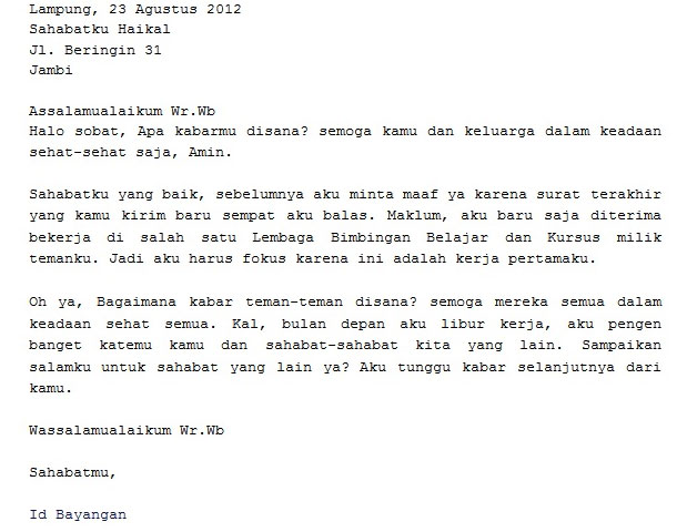 Kumpulan Contoh Surat Contoh Surat Pribadi Dan Surat Dinas