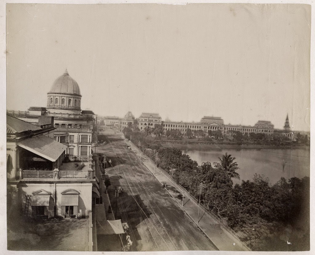 View of General Post Office and Writers' Building (in distance) - Calcutta (Kolkata) c1880's
