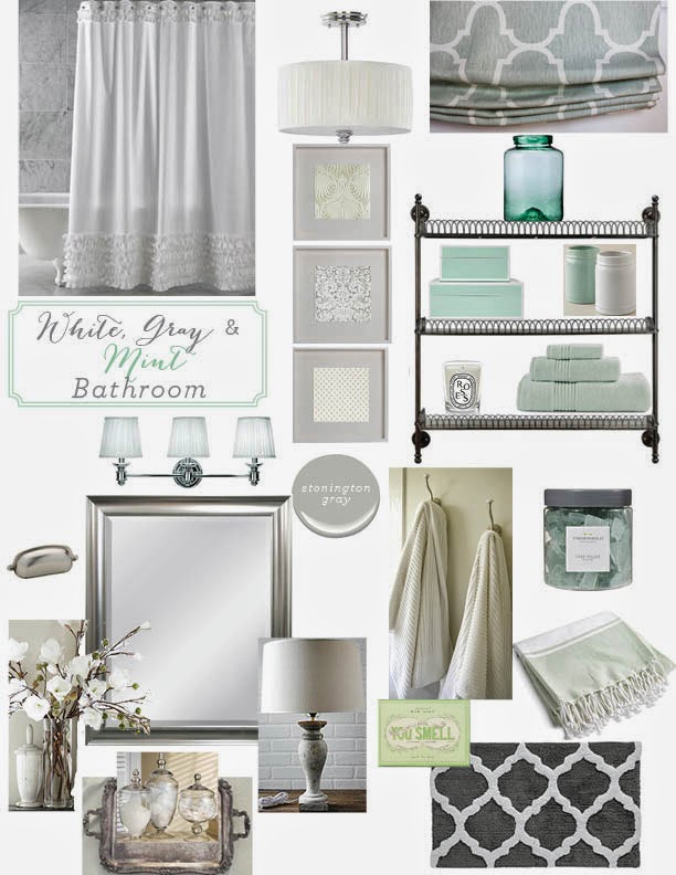 12th and White  Guest Bath  Inspiration Gray  White  Mint 