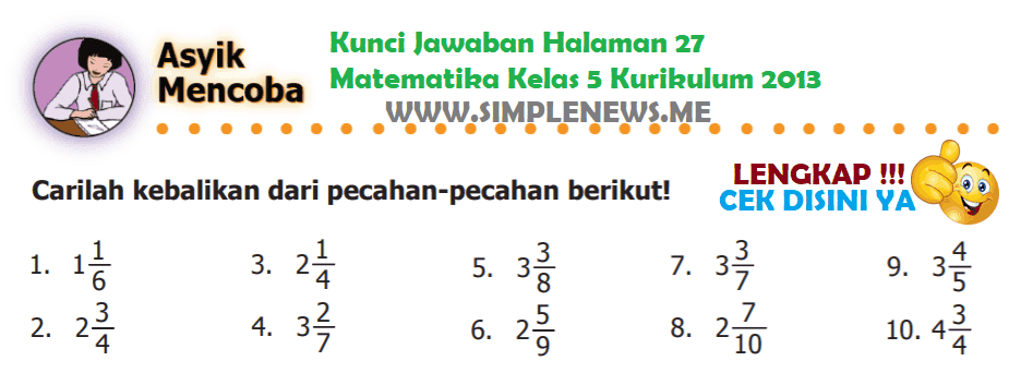 Lengkap Kunci Jawaban Halaman 27 Matematika Kelas 5 Kurikulum 2013 - Simple News Kunci Jawaban Lengkap Terbaru