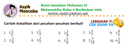 Kunci Jawaban Halaman 27 Matematika Kelas 5 Kurikulum 2013 www.simplenews.me