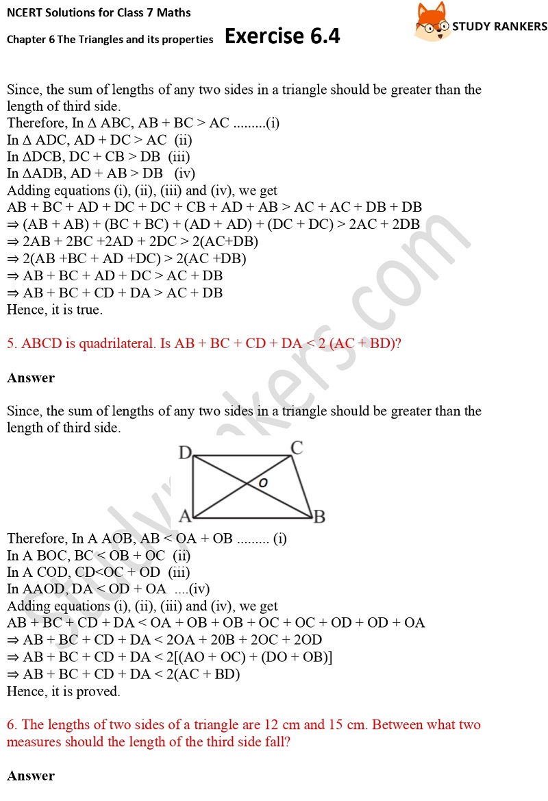 NCERT Solutions for Class 7 Maths Ch 6 The Triangles and its properties Exercise 6.4 3