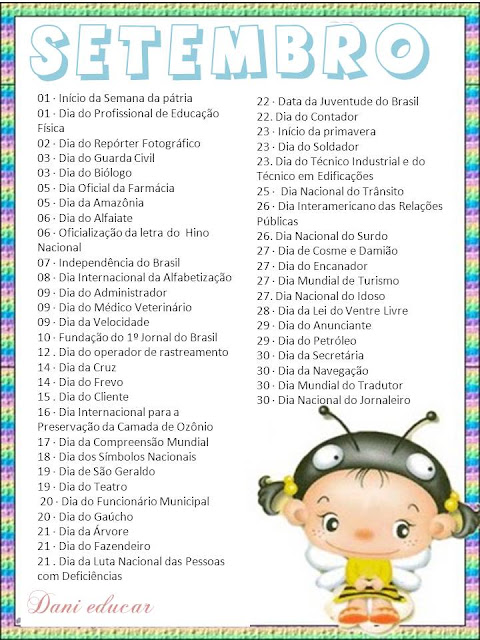 Datas comemorativas - setembro