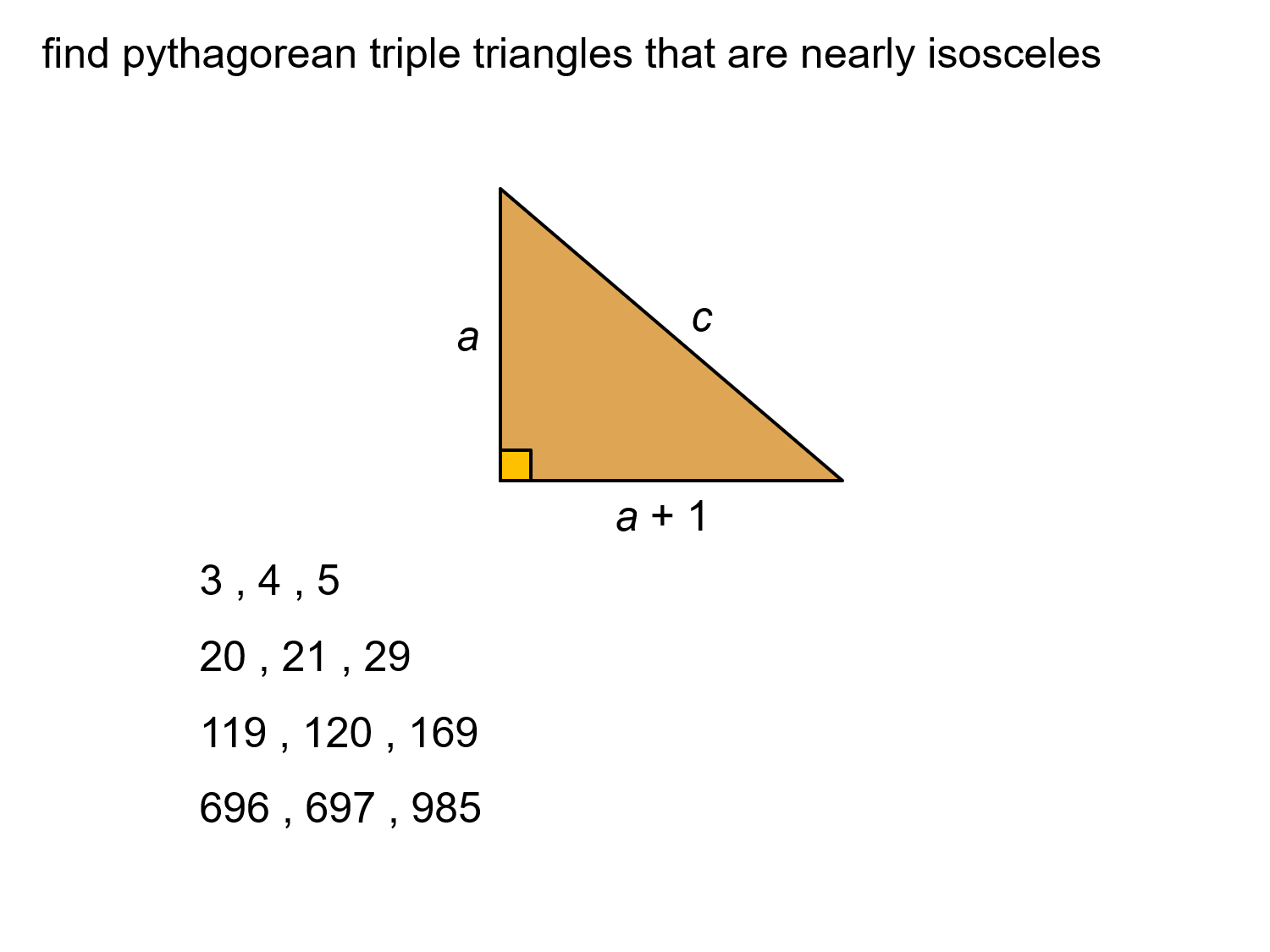 finding pythagorean triples with a property.