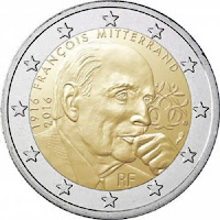 Mitterand 100 vuotta Ranska kolikko 2016