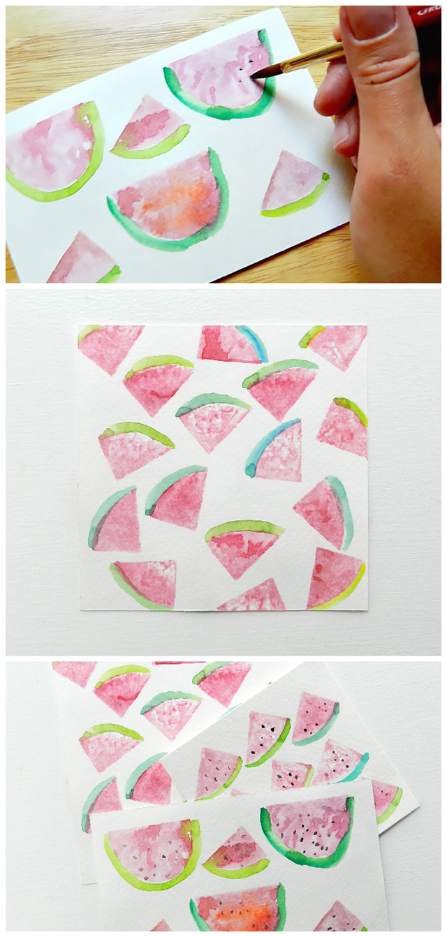 How to Paint Watermelons with Potato Stamps