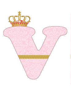 Abecedario Rosa con Corona. Pink Alphabet with Crown.