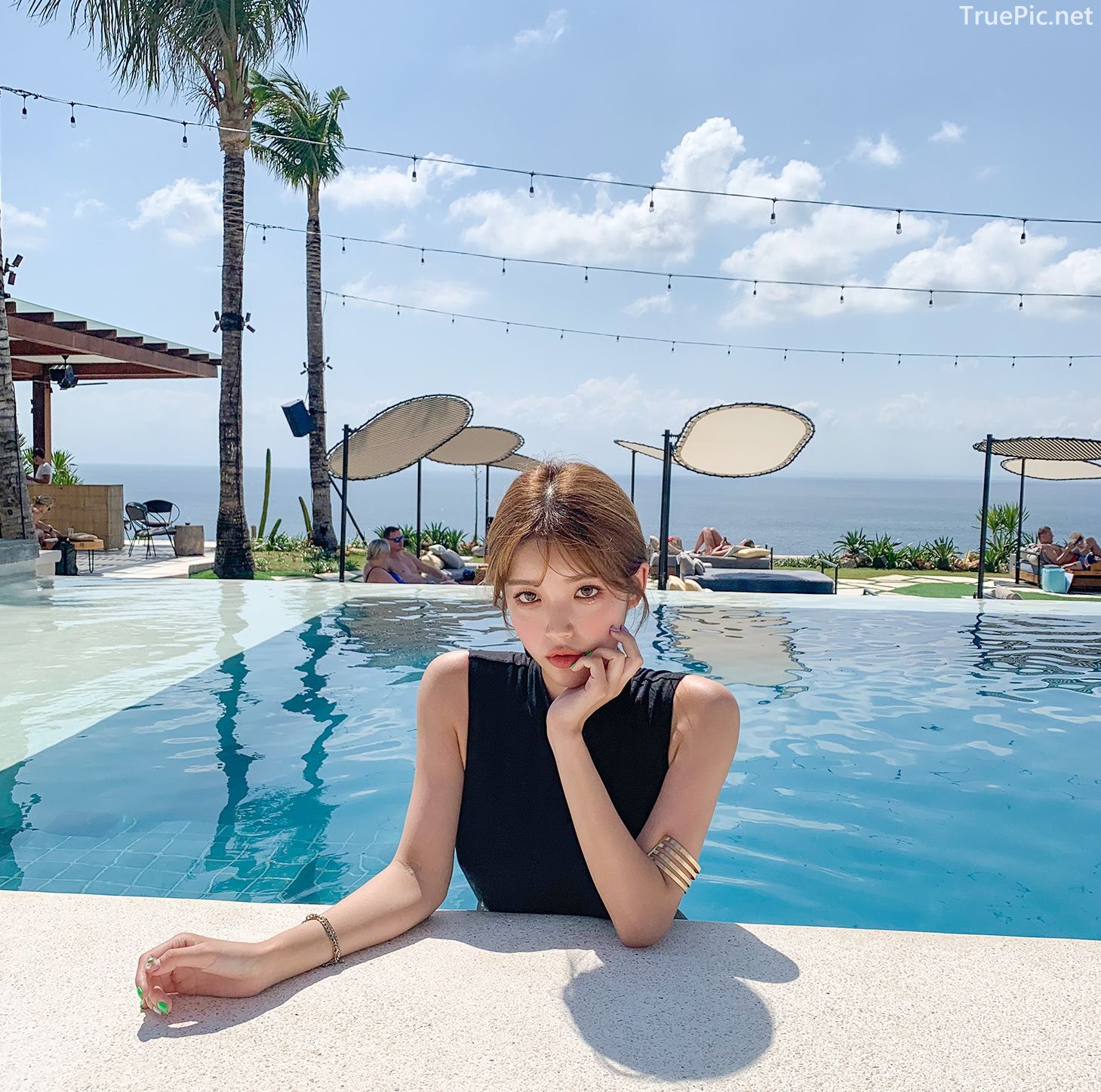 Korean fashion model - Cha Yoo Jin - Half Neck Black Monokini - TruePic.net - Picture 5
