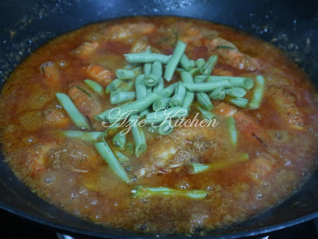 Rendang Pedas Udang Galah Dengan Kacang Buncis