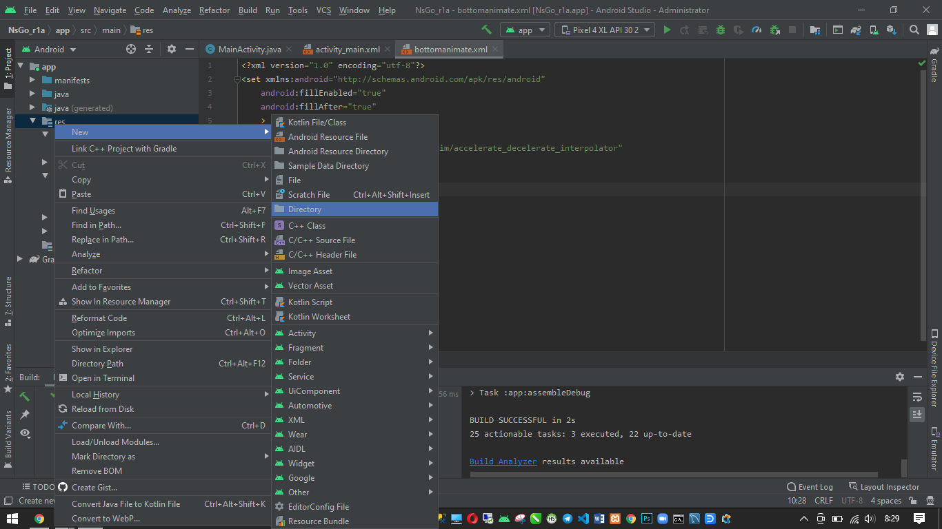 Android Studio 4.1.1 - Set Animation LinearLayout